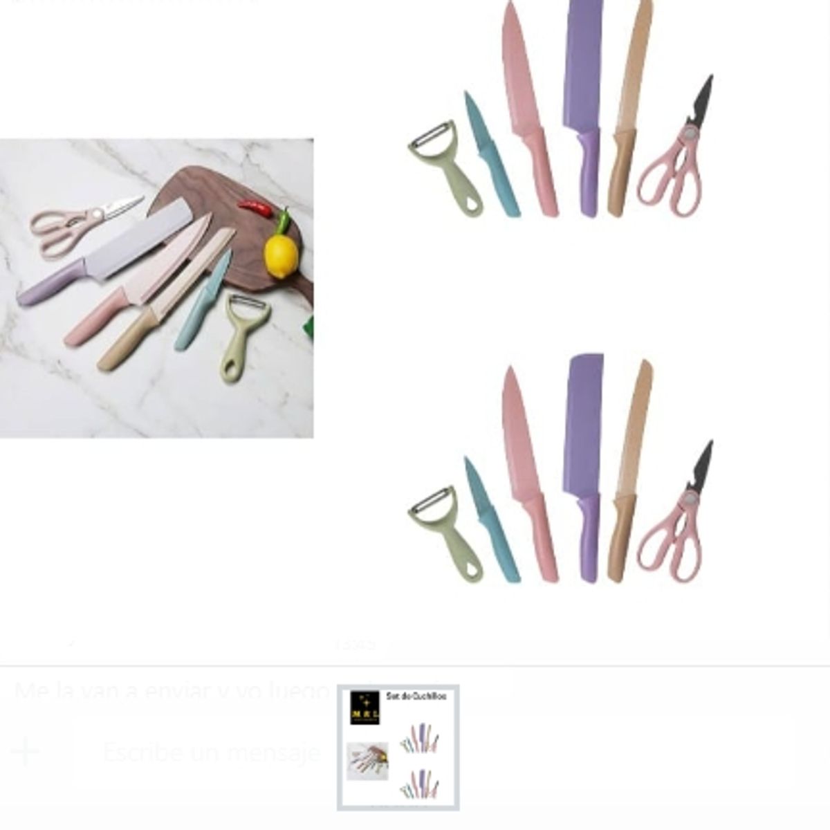 GENERICO - Set De 4 Cuchillos Tijera Pelador Plastico