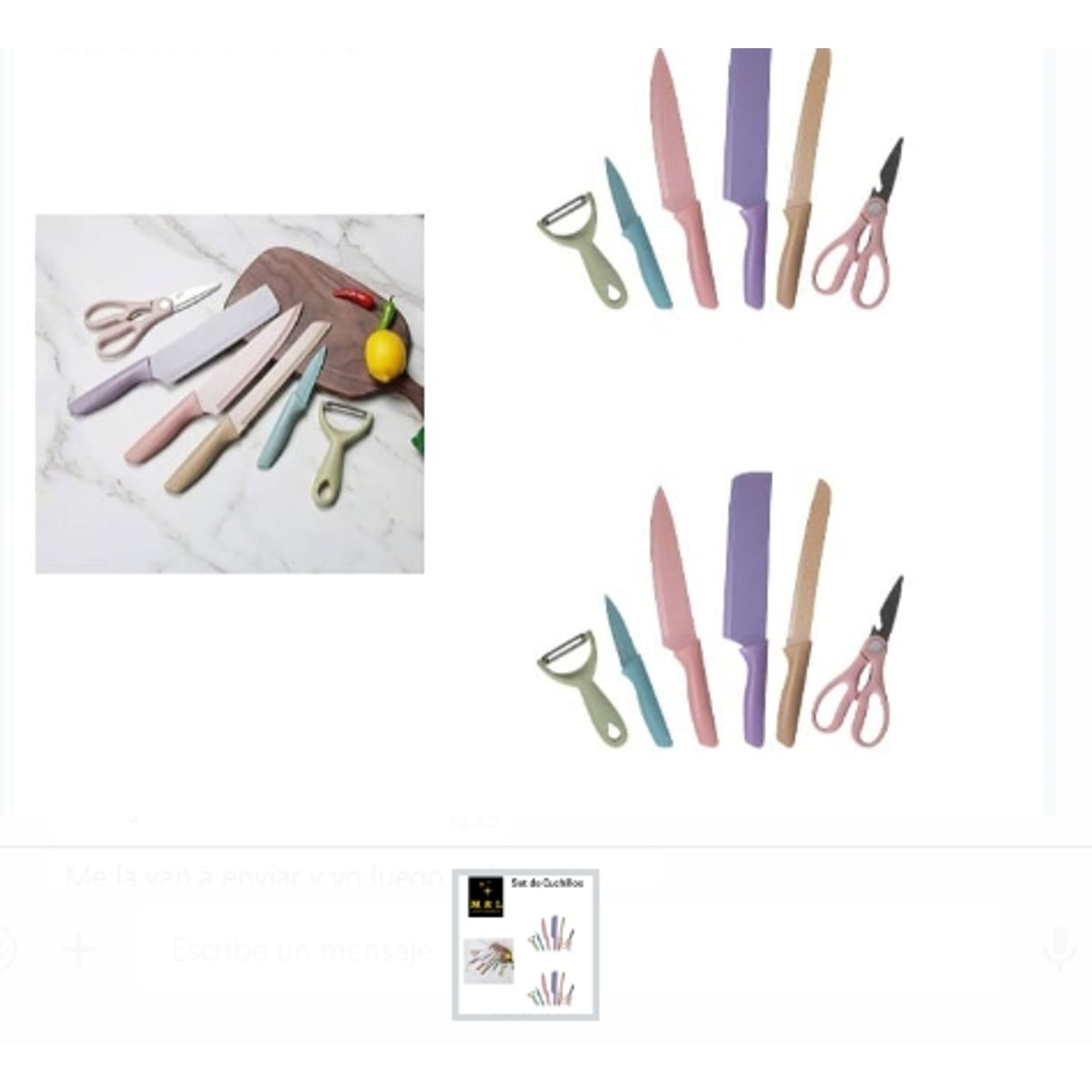 GENERICO - Set De 4 Cuchillos Tijera Pelador Plastico