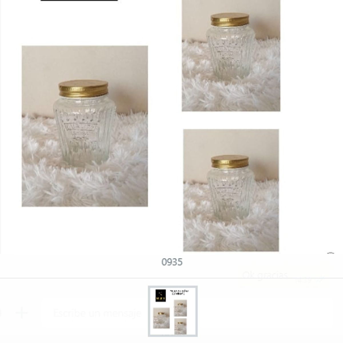 GENERICO - Frasco De Vidrio Con Diseño Adorable Tapa Dorada