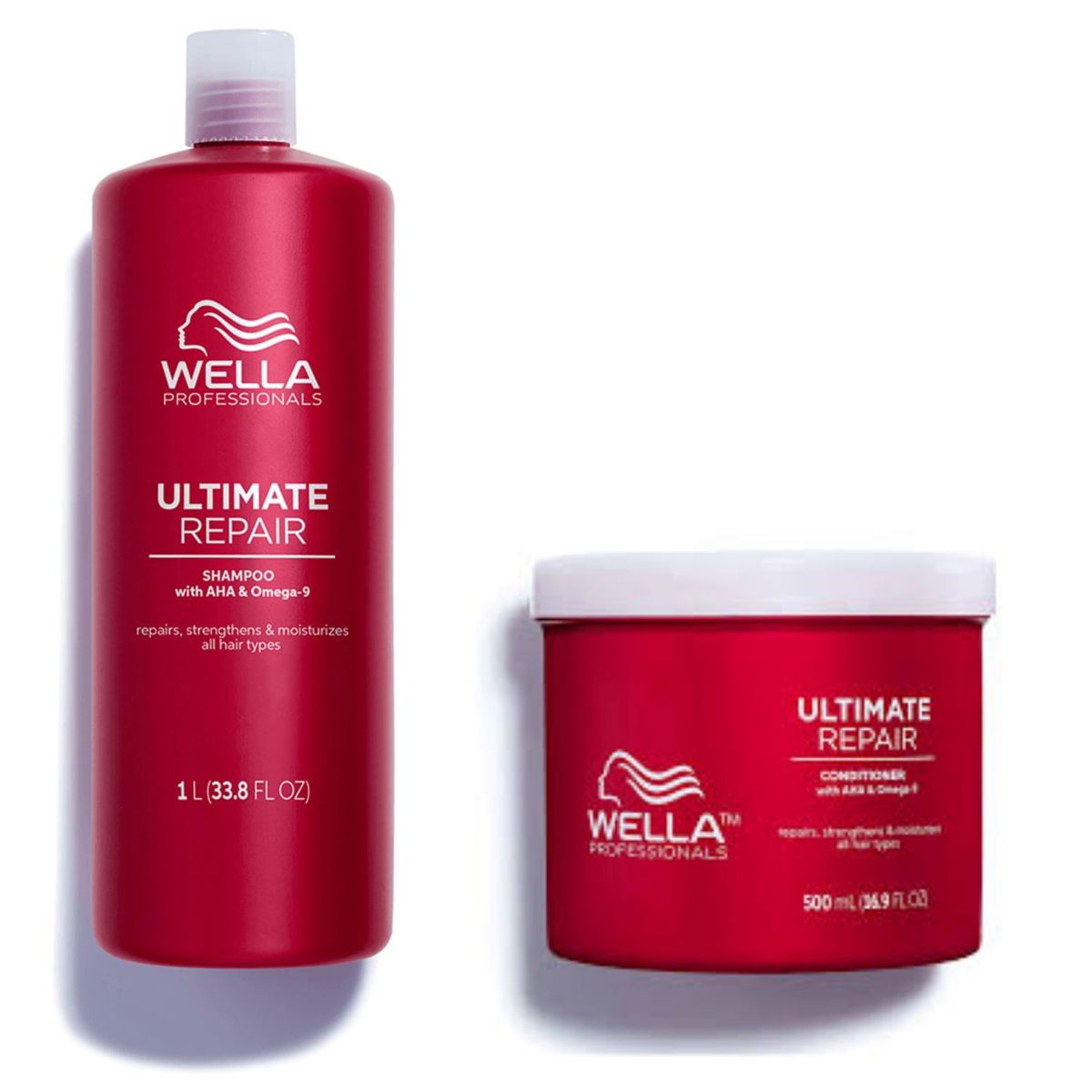 WELLA - Shampoo y Acondicionador Ultimate Repair Wella 1000 ml y 500 ml.