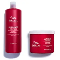 WELLA - Shampoo y Acondicionador Ultimate Repair 1000 ml y 500 ml.