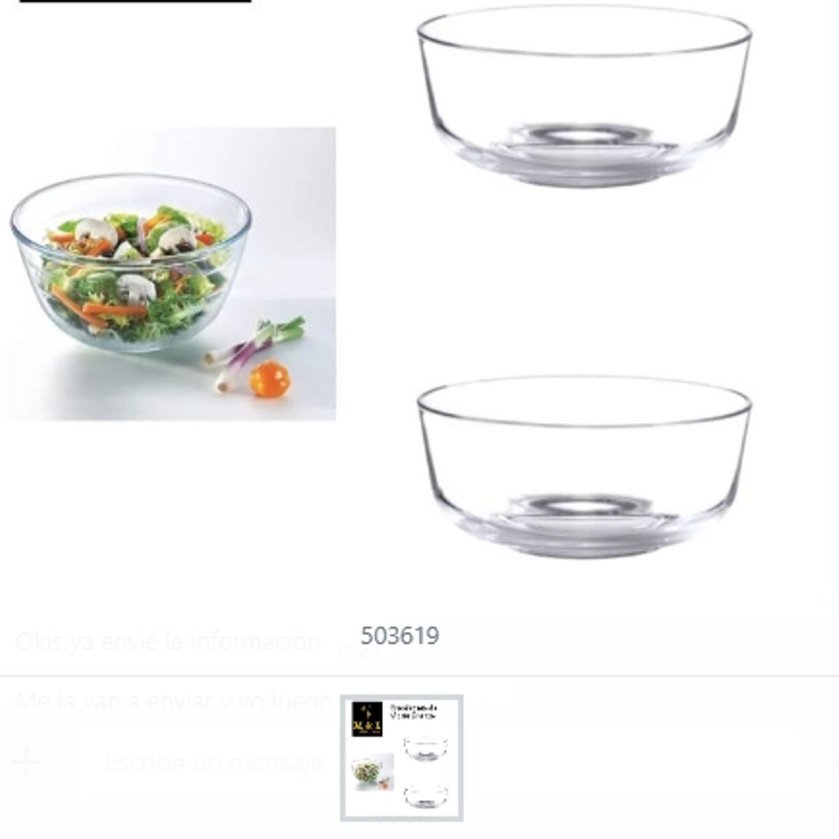 GENERICO - Ensaladera De Vidrio Grande Diseño Adorable