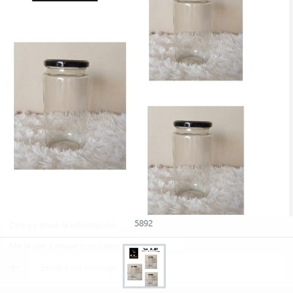 GENERICO - Frasco De Vidrio Tapa Negra Grande