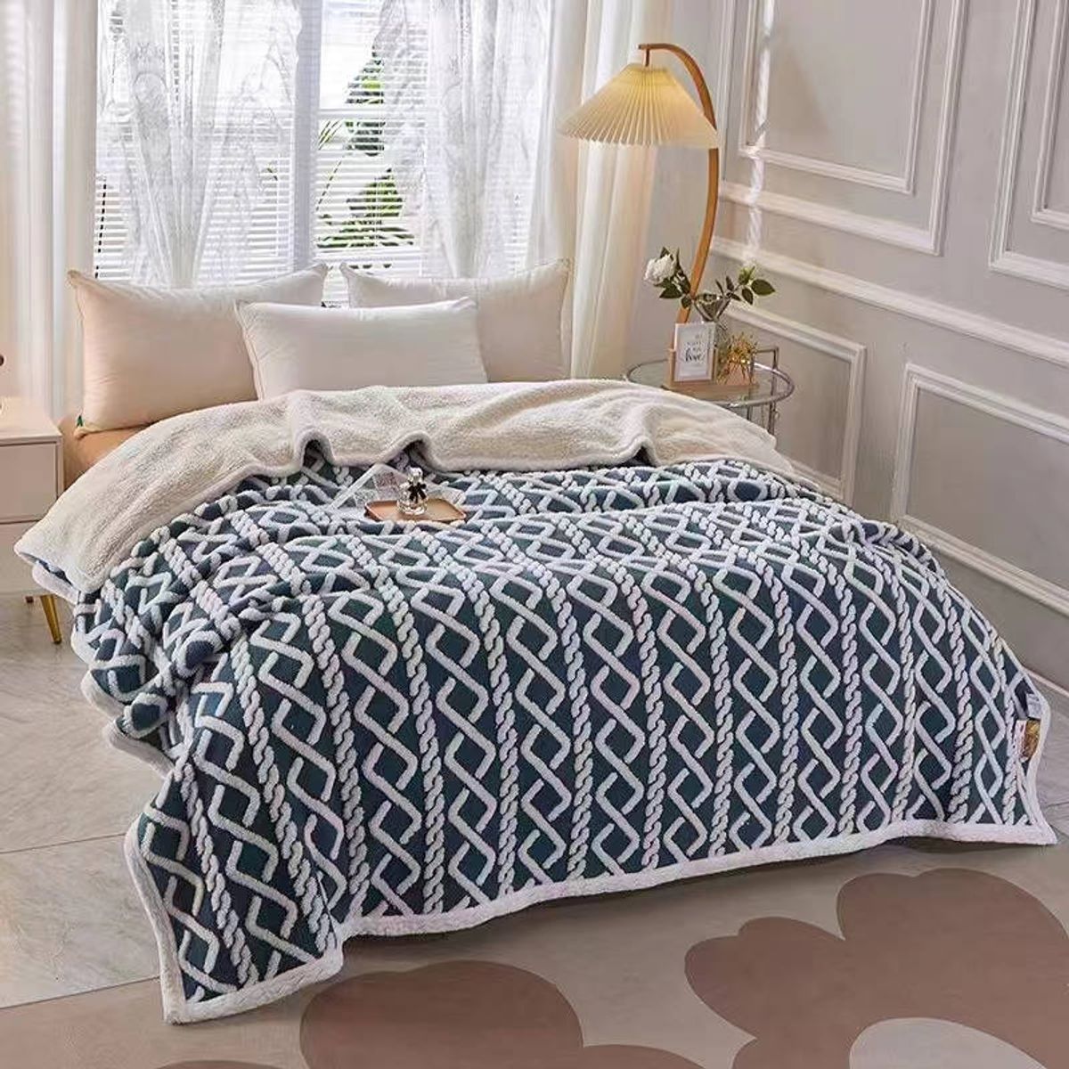 WILDSENS - Frazada Sherpa 2 Plazas blue navy