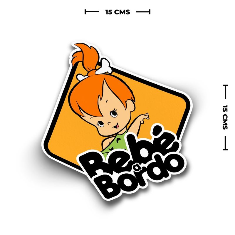 GENERICO - Sticker Bebe A Bordo Pebbles Picapiedra Adhesivo Señal 15cms
