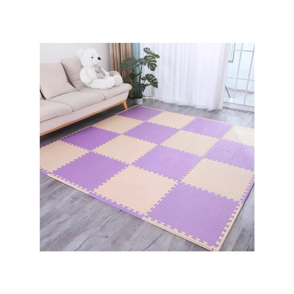 GENERICO - Pack X 4 Tatami Alfombra Encastrable 60x60x1.2cm Goma Eva LILA