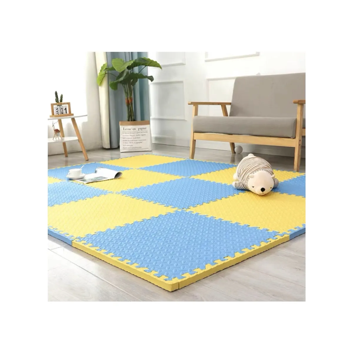 GENERICO - Pack X 4 Tatami Alfombra Encastrable 60x60x1.2cm Goma Eva Amarillo
