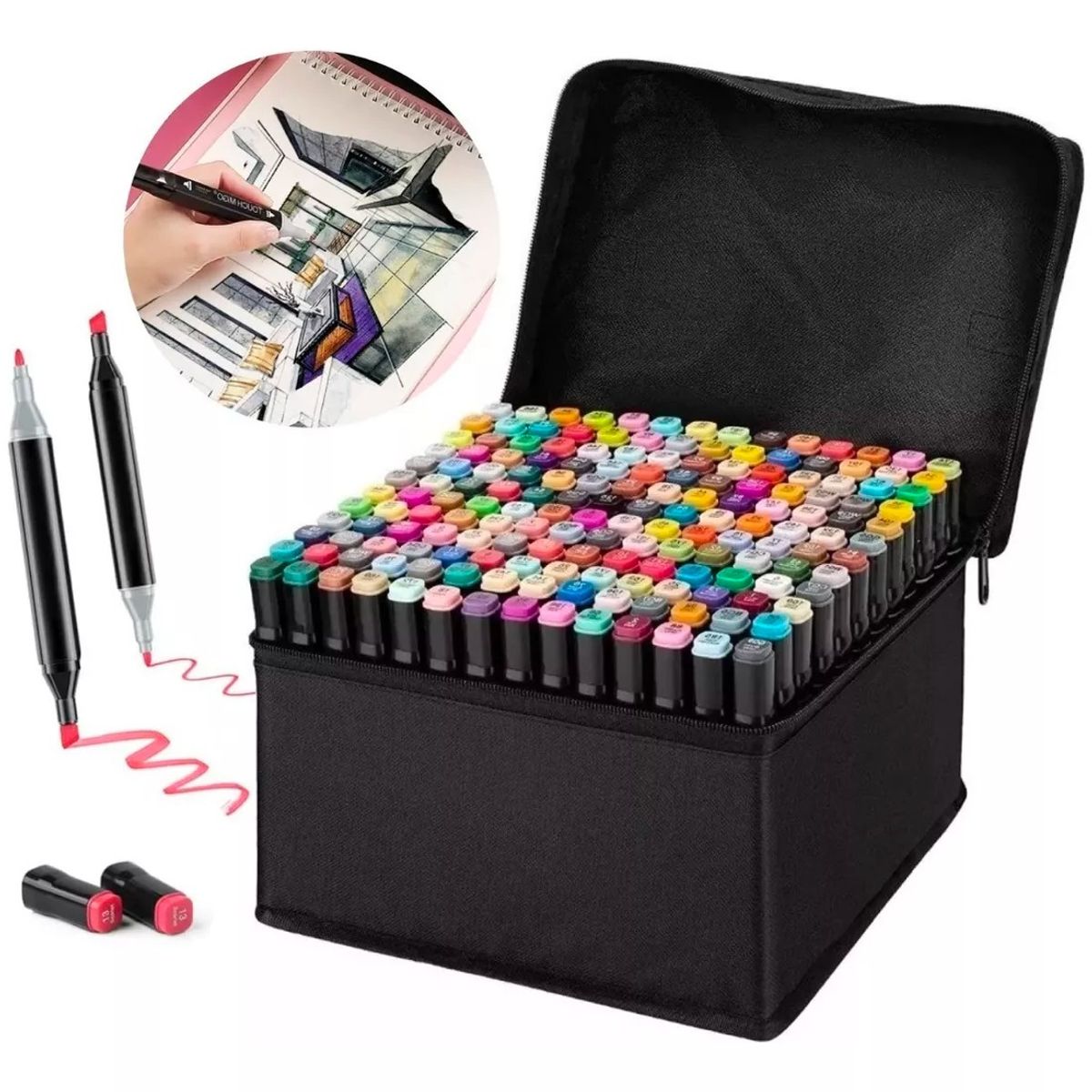 GENERICO - Set Plumones Doble Punta Lapices Plumon Permanente 168pz