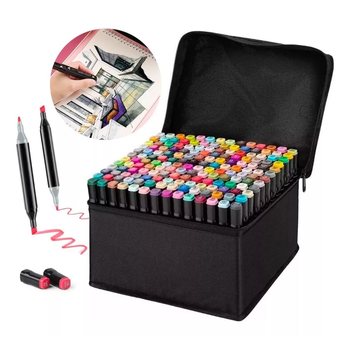 GENERICO - Set Plumones Doble Punta Lapices Plumon Permanente 168pz