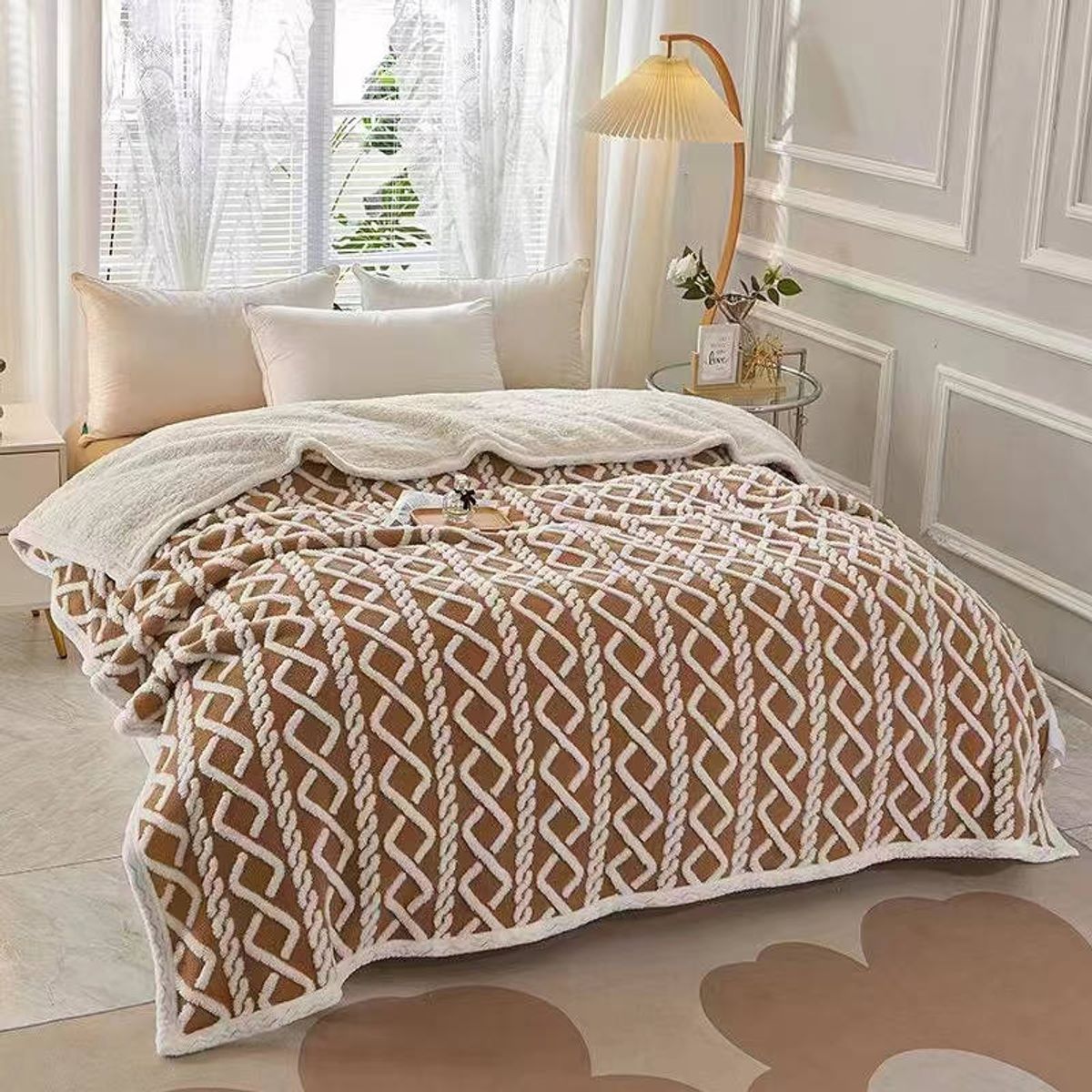 WILDSENS - Frazada Sherpa 1.5 Plazas Kakhi (150x200cm)