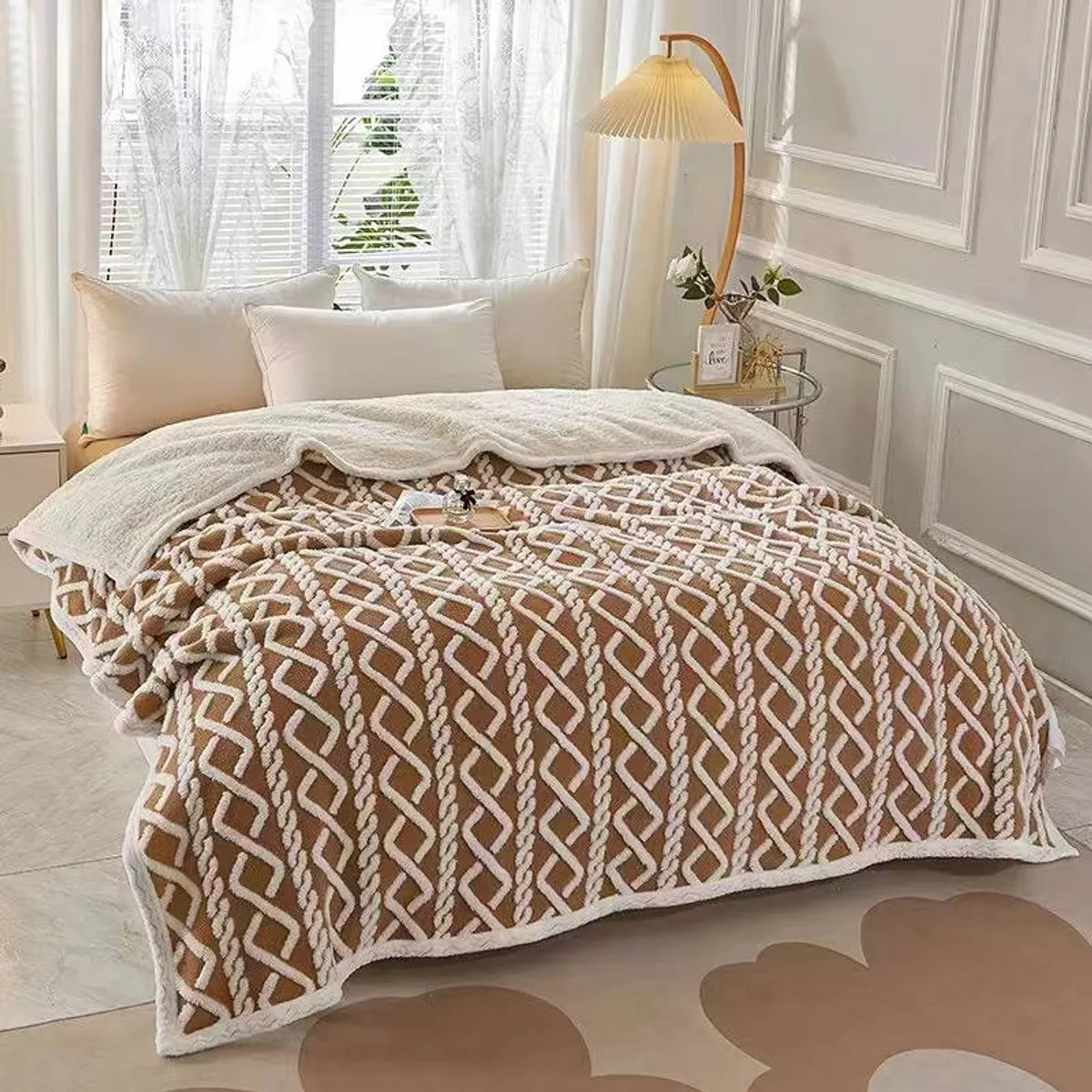 WILDSENS - Frazada Sherpa 1.5 Plazas Kakhi (150x200cm)