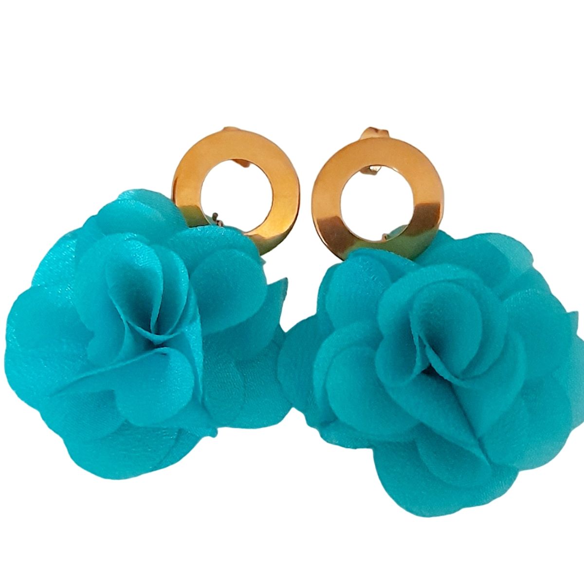 CATHALIFAUDJOYAS - Aros flor tela mediana CathalifaudJoyas