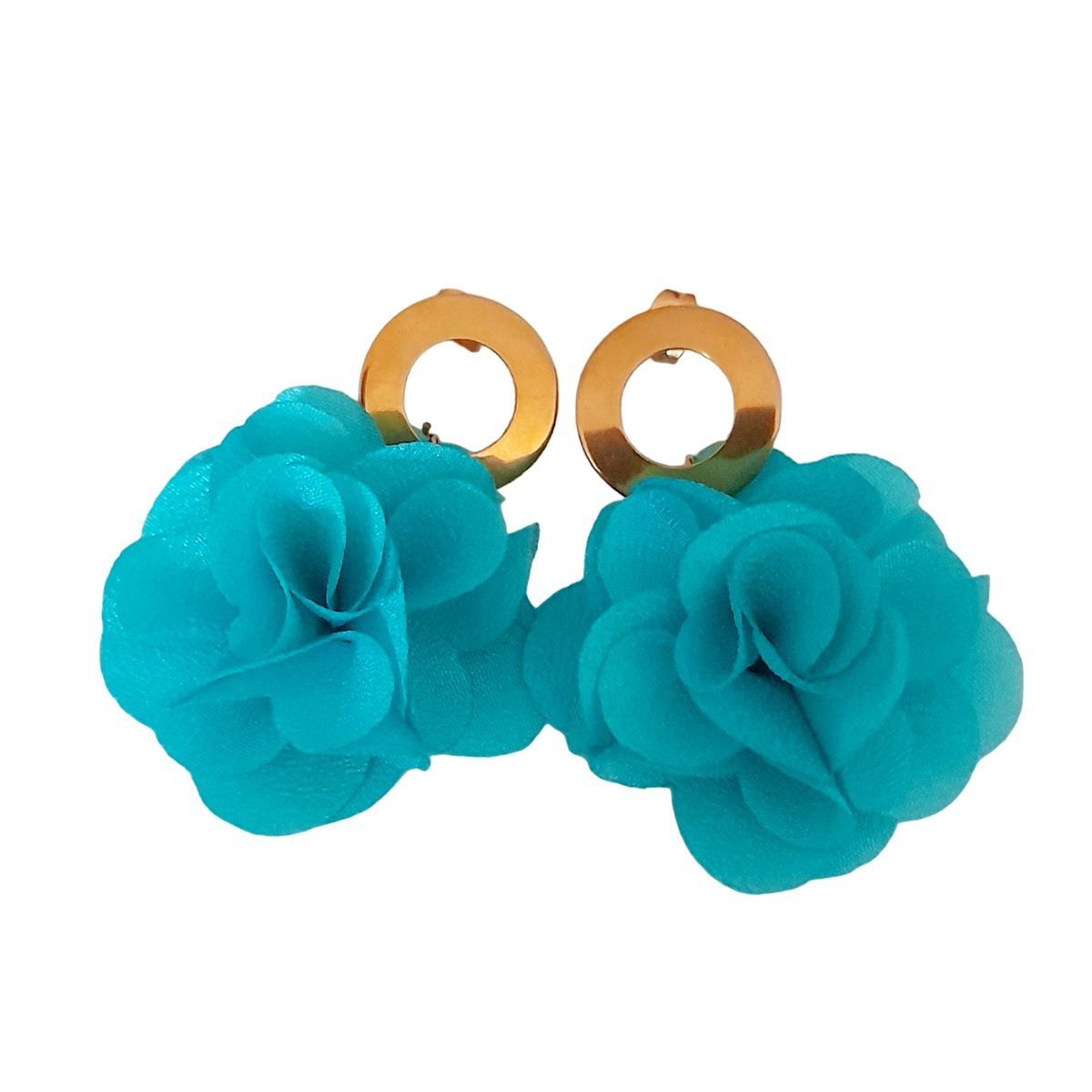 CATHALIFAUDJOYAS - Aros flor tela mediana CathalifaudJoyas