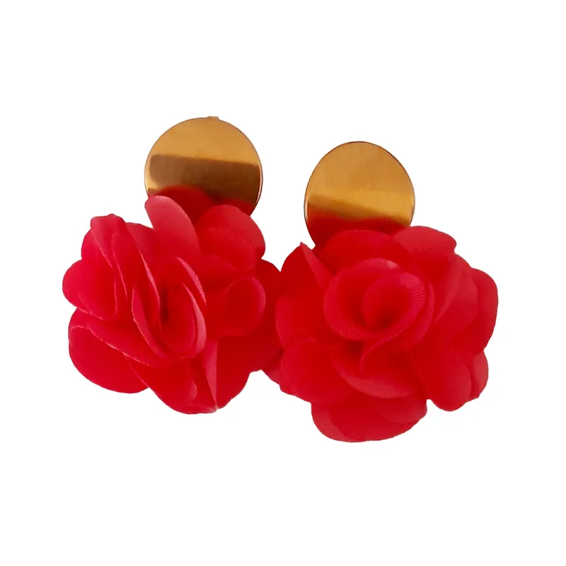 CATHALIFAUDJOYAS - Aros flor tela mediana CathalifaudJoyas