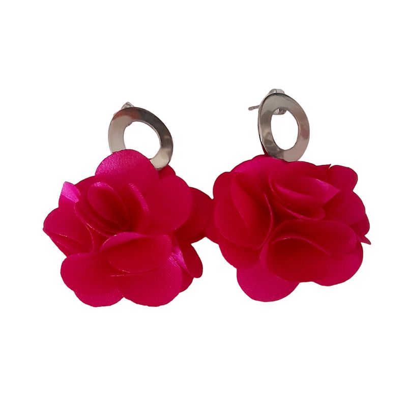 CATHALIFAUDJOYAS - Aros flor tela mediana CathalifaudJoyas