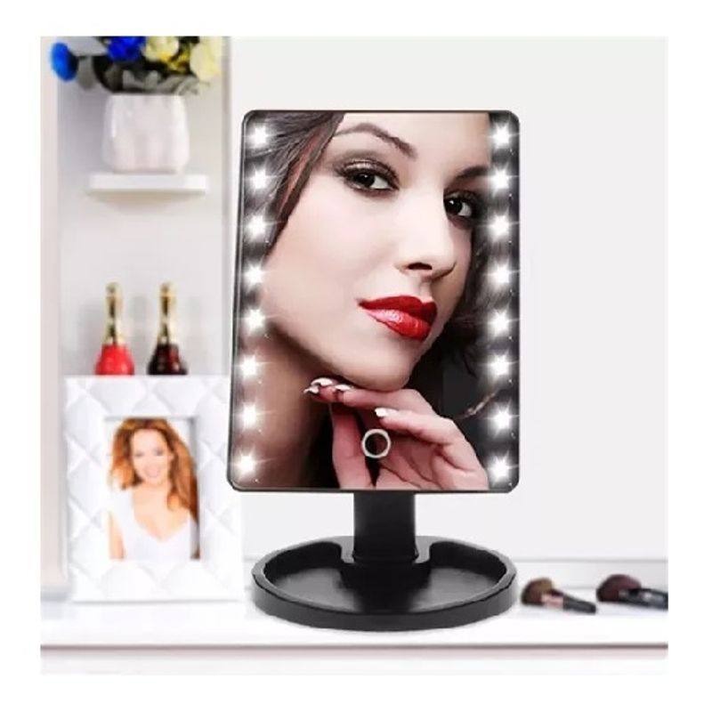 GENERICO - Espejo 16 Luz Led Tactil Maquillaje Usb Portatil Giratorio 262018