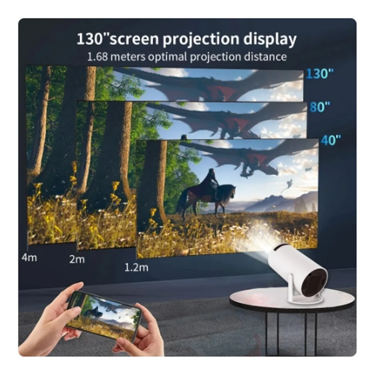 GENERICO - Proyector portátil HY300 Android 11 HD 4K Cine en casa