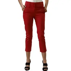 KAUTIVATE - Pantalón Mujer Capri con cinturón en Gabardina Satín Spandex