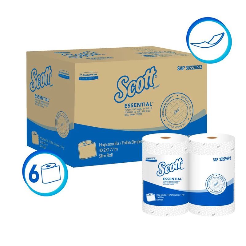 GENERICO - Toallas Scott Essential Airflex en rollo 6 X 177mts. Kimberly Clark