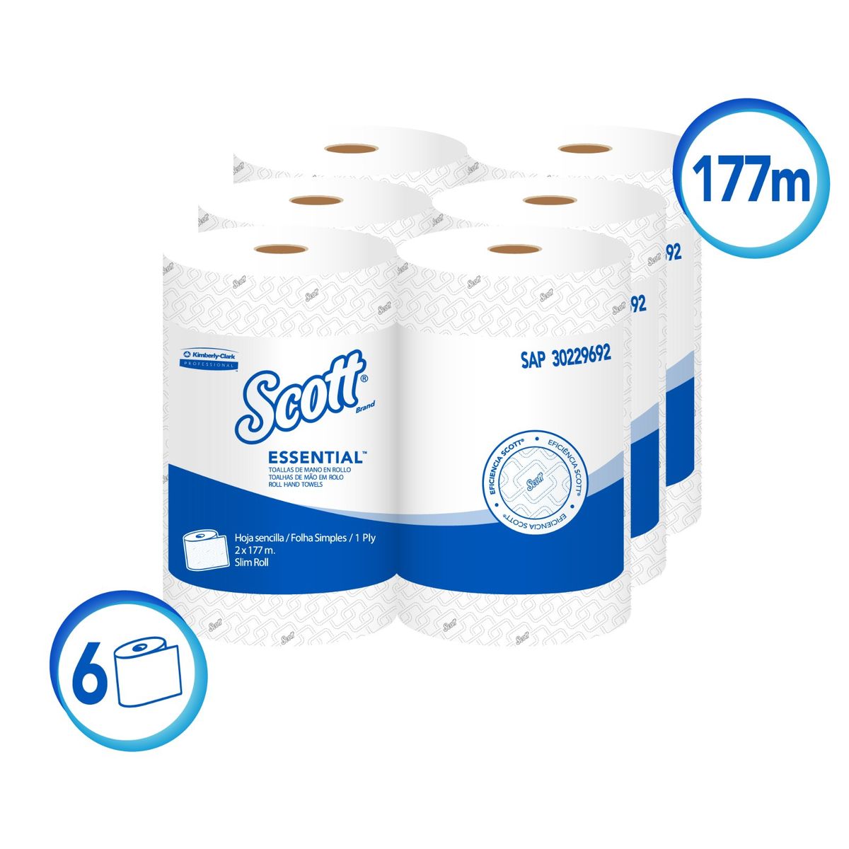 GENERICO - Toallas Scott Essential Airflex en rollo 6 X 177mts. Kimberly Clark