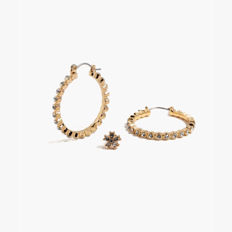 LOUNGE - Set Aros Mujer Argollas Strass Dorado