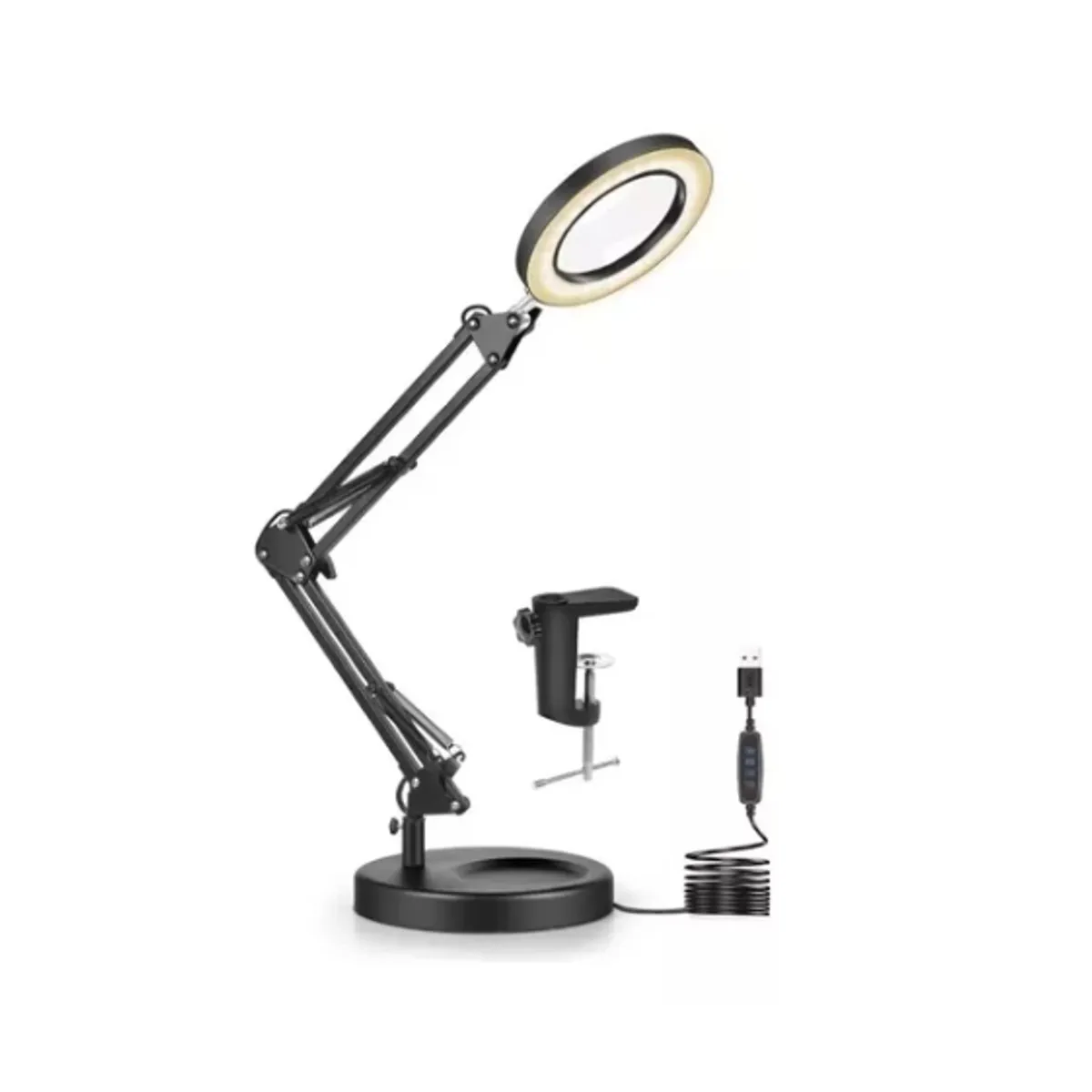 GENERICO - Lámpara Lupa De Aumento Lente Circular Luz Led Soporte 2en1