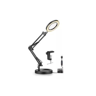 Imagen 2 del producto Lámpara Lupa De Aumento Lente Circular Luz Led Soporte 2en1