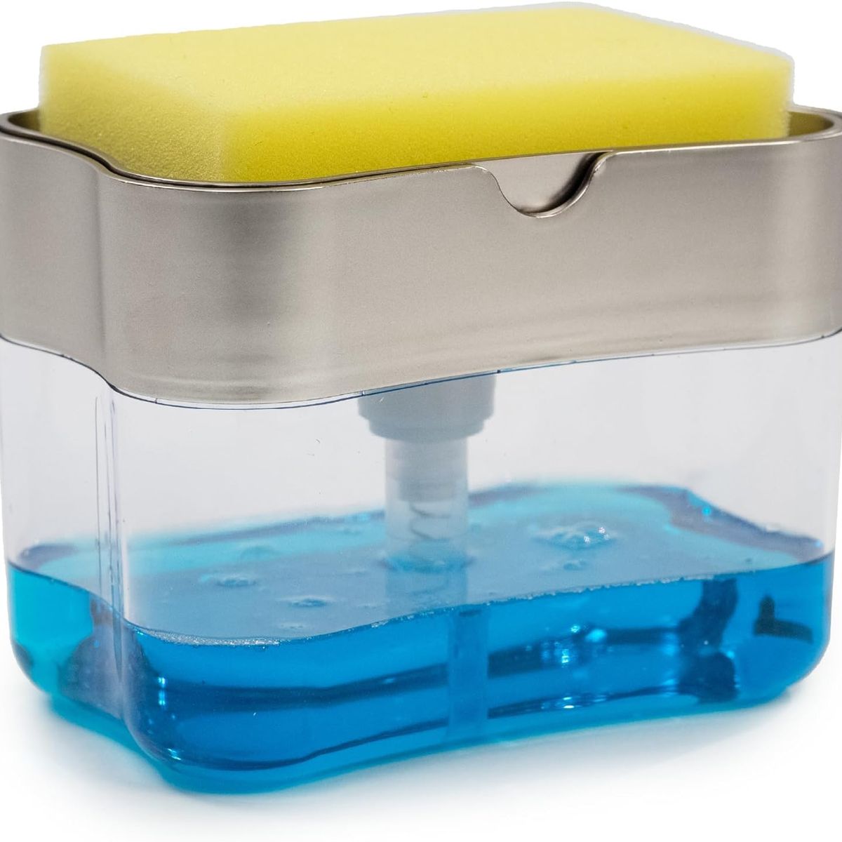 GENERICO - Dispensador De Jabón Lavalozas Con Esponja Lavaplatos Gris