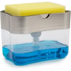 GENERICO - Dispensador De Jabón Lavalozas Con Esponja Lavaplatos Gris