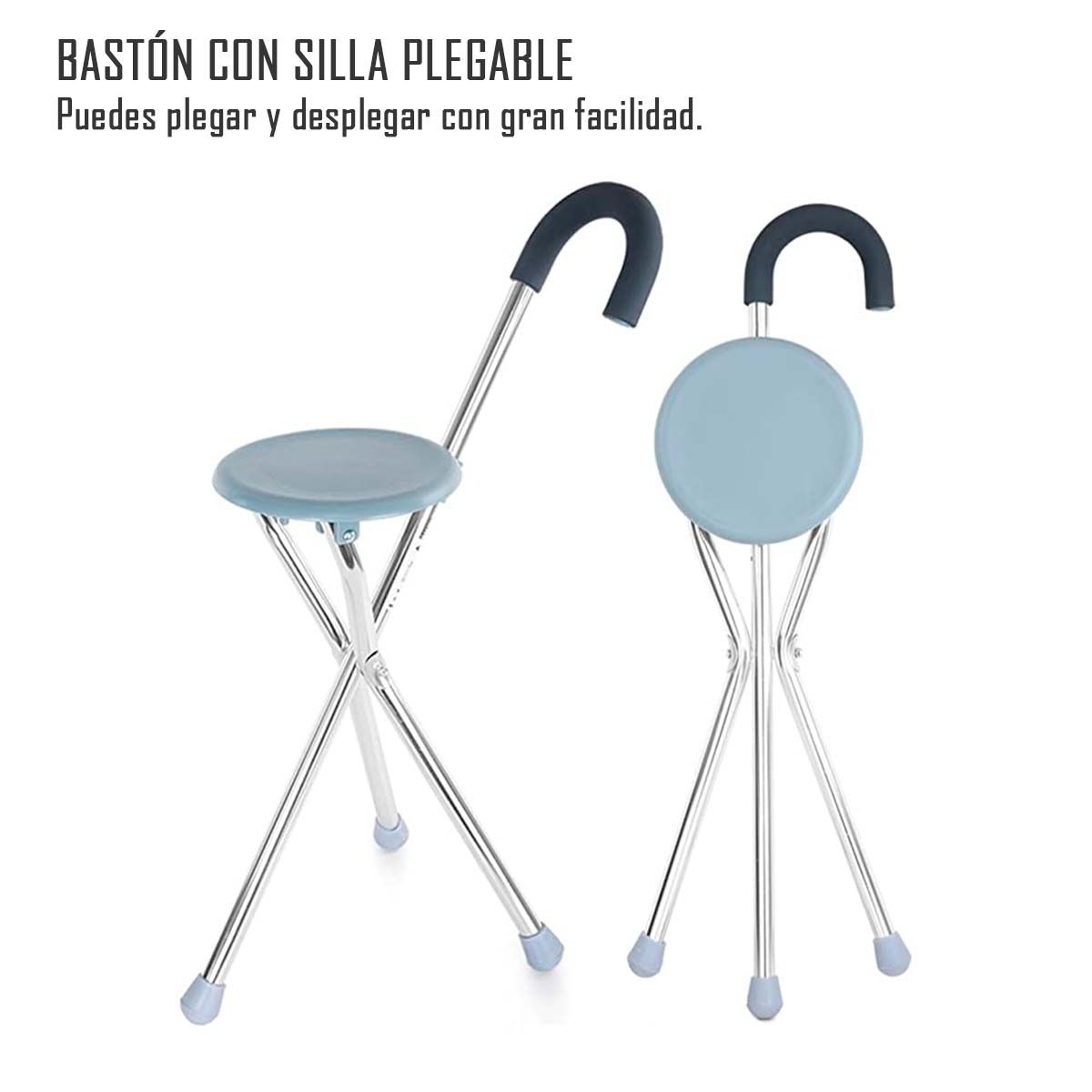 ONEDER - Bastón Con Asiento Plegable Aluminio