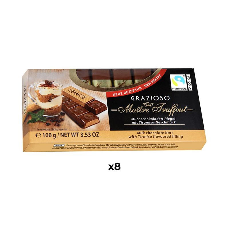 MAITRE TRUFFOUT - Pack Chocolate 8 unidades Tableta Grazioso tiramisu 100g