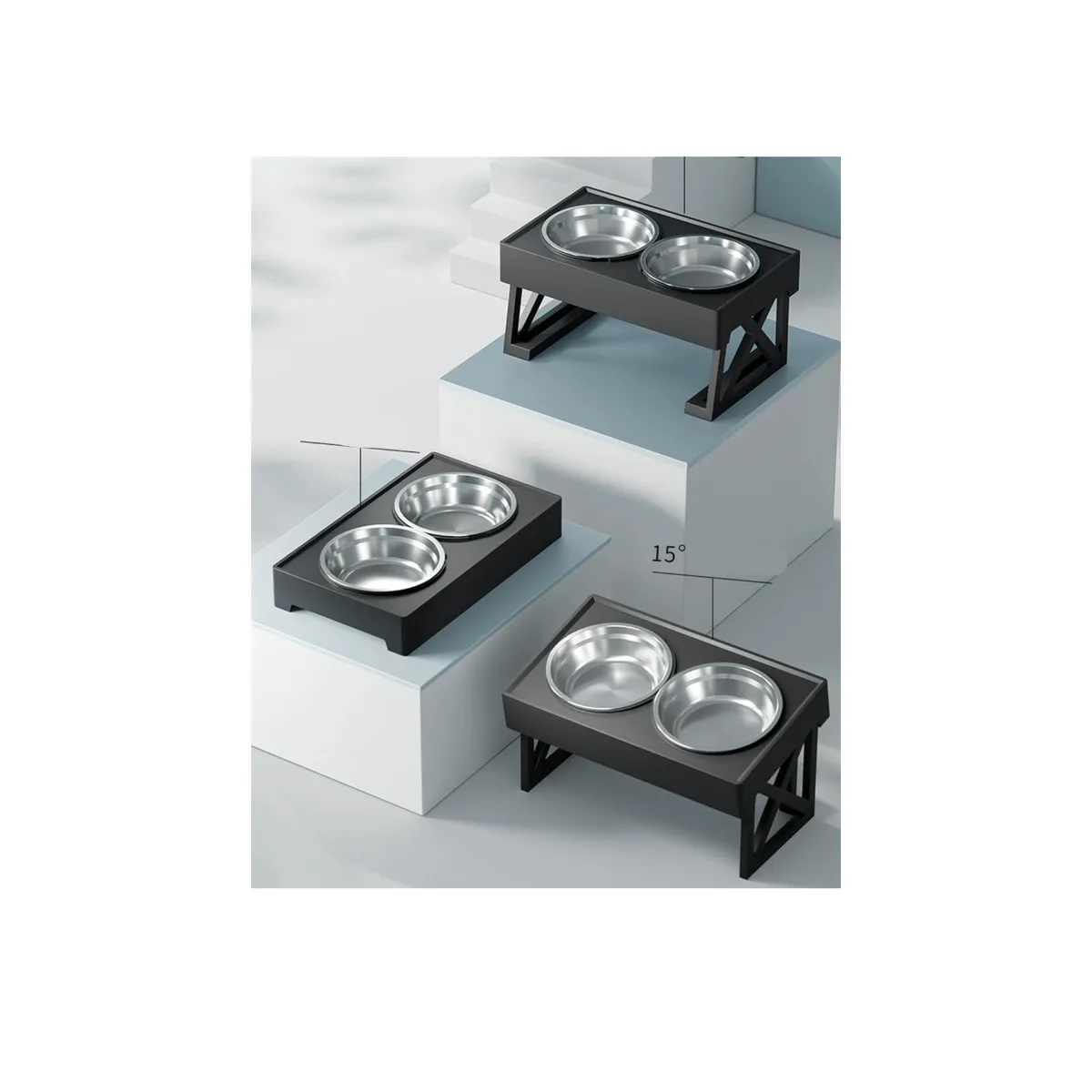 GENERICO - Comedero-bebedero Para Perros Altura Ajustable - Plato Acero