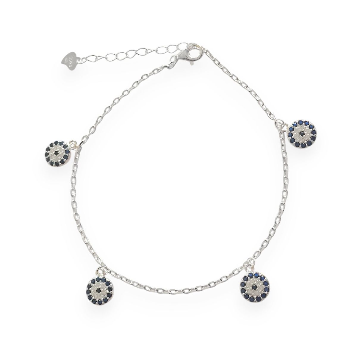 COGGIOLA - Pulsera 4 Ojos Turcos Colgantes Plata Fina 925