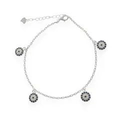 COGGIOLA - Pulsera 4 Ojos Turcos Colgantes Plata Fina 925