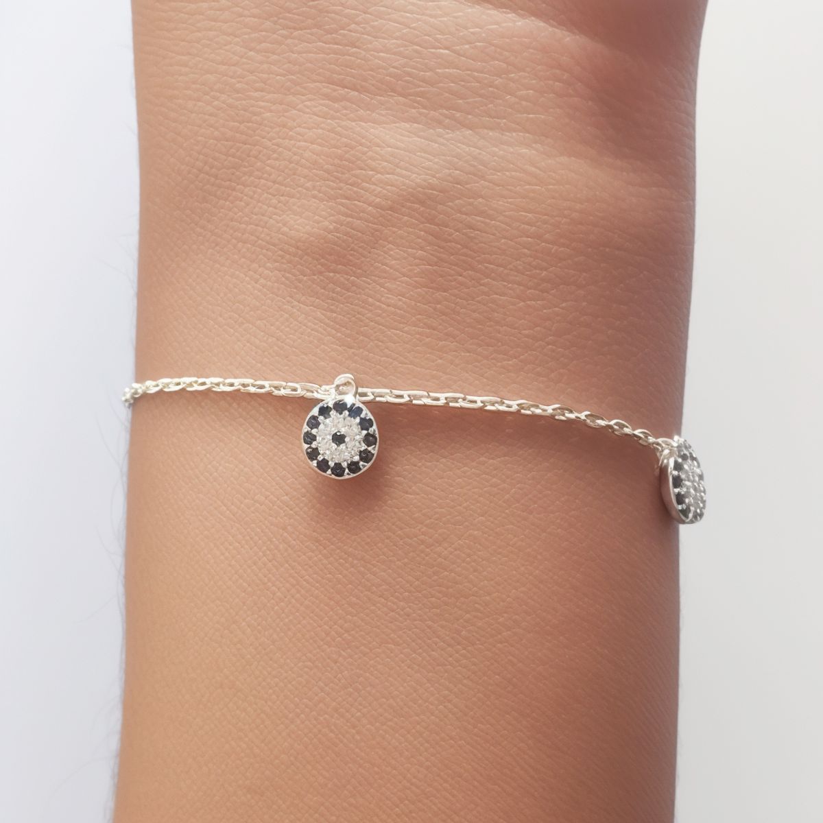 COGGIOLA - Pulsera 4 Ojos Turcos Colgantes Plata Fina 925