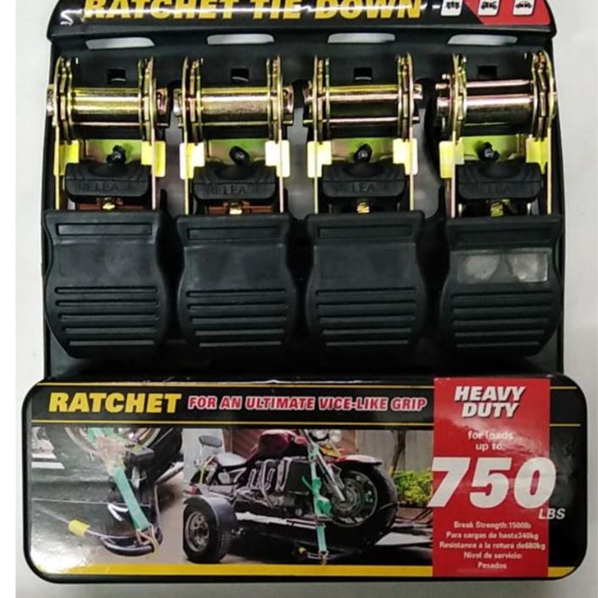 GENERICO - Set 4 Amarras Tie Down Eslingas Con Tensor Para Motos