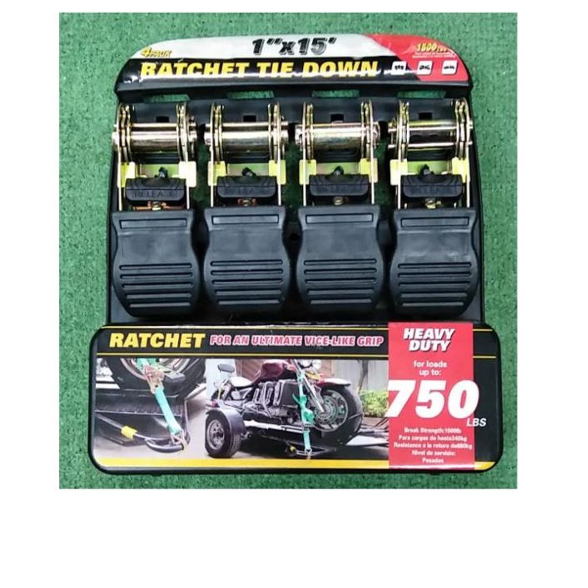 GENERICO - Set 4 Amarras Tie Down Eslingas Con Tensor Para Motos