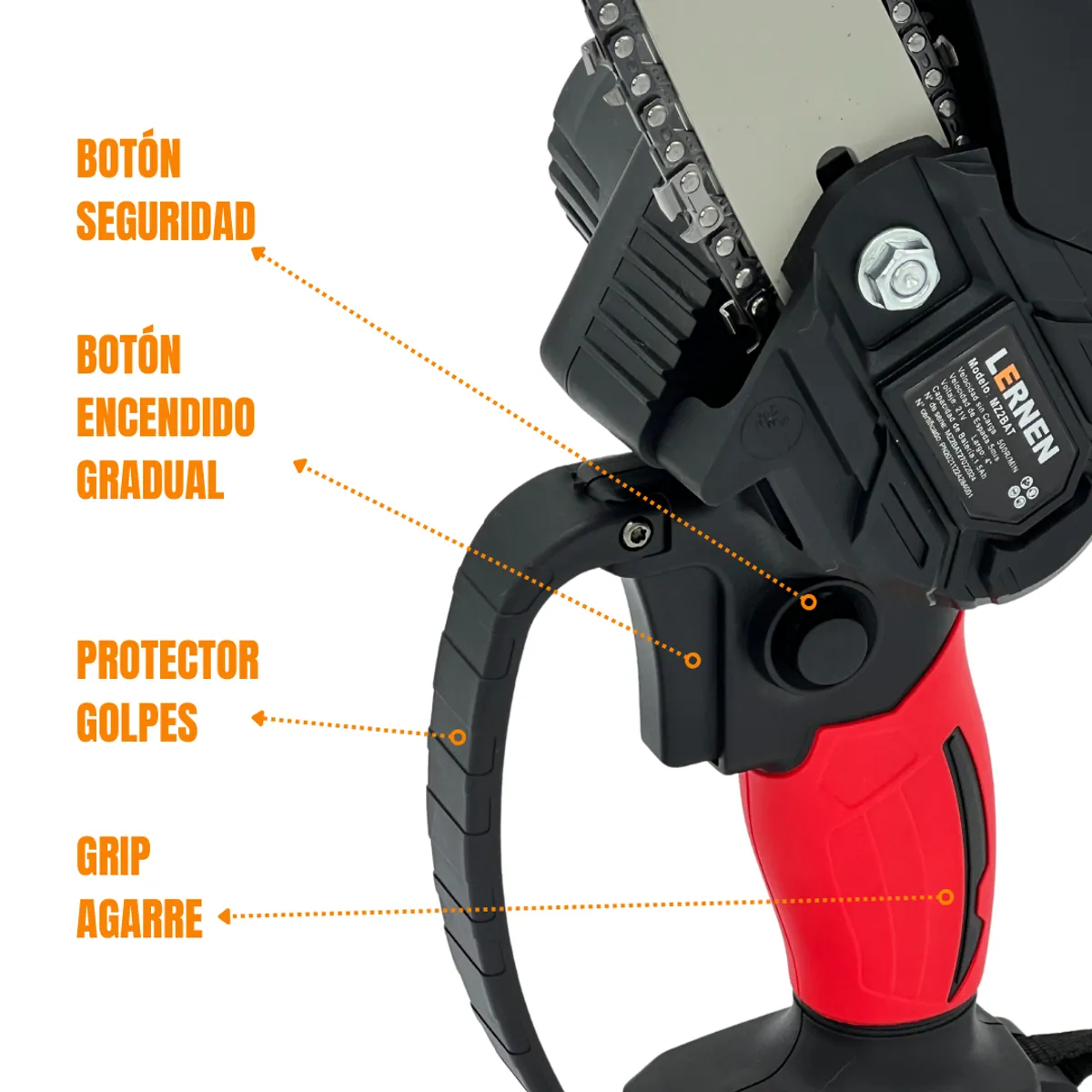 LERNEN - Pack Motosierra Podadora 2 Baterías + Set De Herramientas