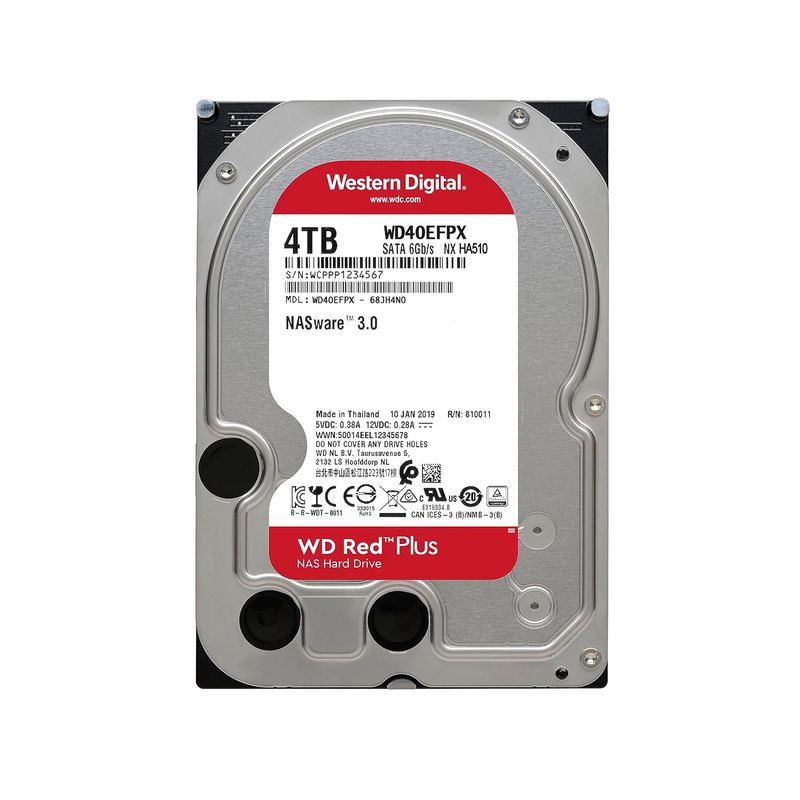 WESTERN DIGITAL - Disco Duro Interno Western Digital Red Plus NAS 4TB 3.5"