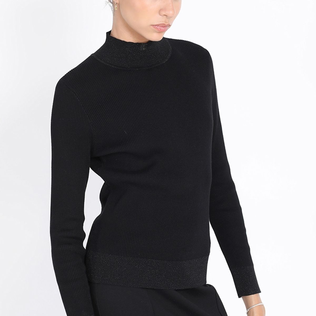 LIOLA - Tejido Punto Con Hilo Metalizado, Negro Liola