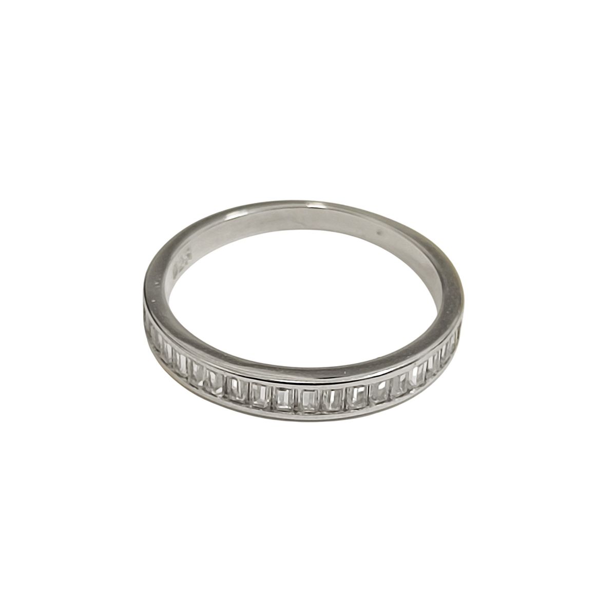 COGGIOLA - Anillo Circón Medio Cintillo Plata Fina 925