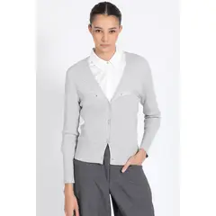 LIOLA - Cardigan Tejido Punto Remaches, Gris