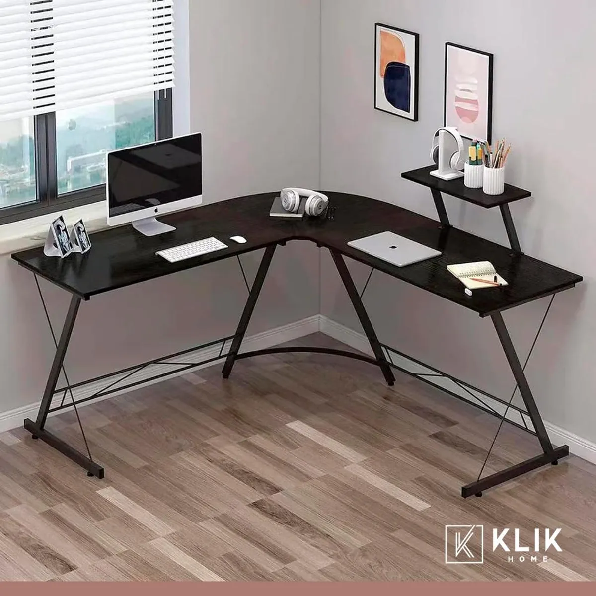 KLIK - Escritorio Esquinero Gamer Tipo L Night Black Moderno