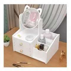 GENERICO - Organizador de Maquillaje Con Espejo Diseño Gato Armable