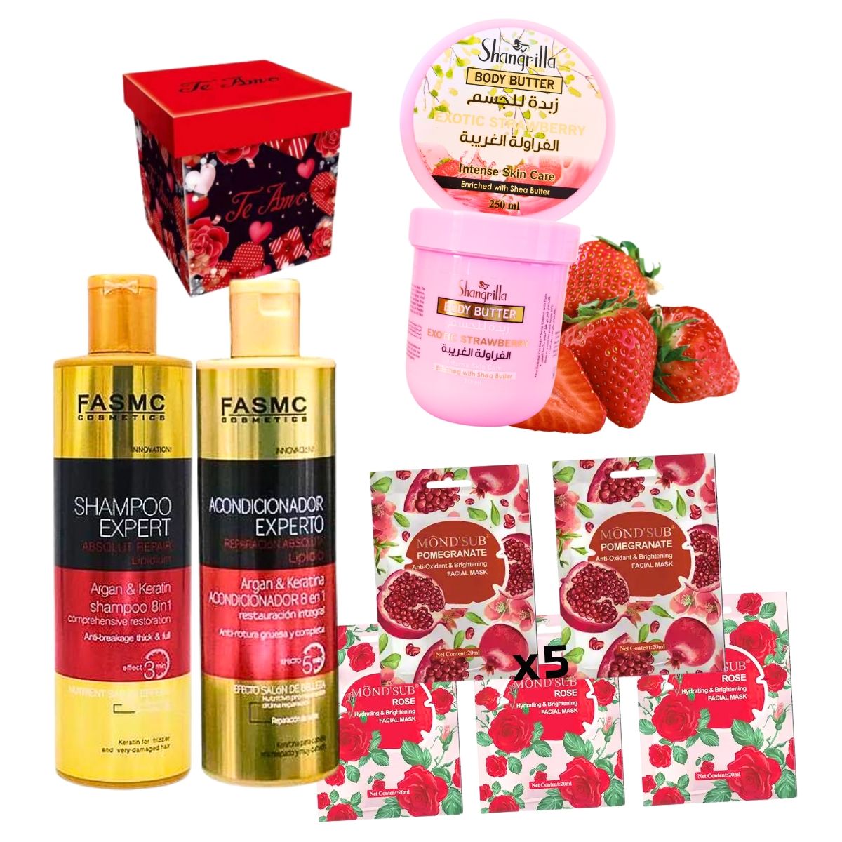 GENERICO - Kit Rojo Dia de Mamá-San Valentín Shampooaco-Crema-Mascarillas..-