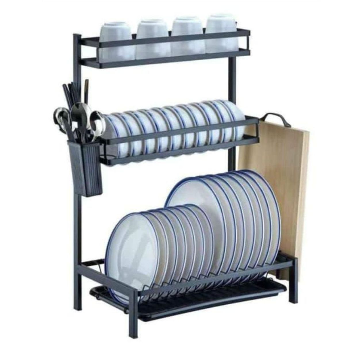 GENERICO - Secador Escurridor De Loza Platos 3 Niveles Acero Inoxidable