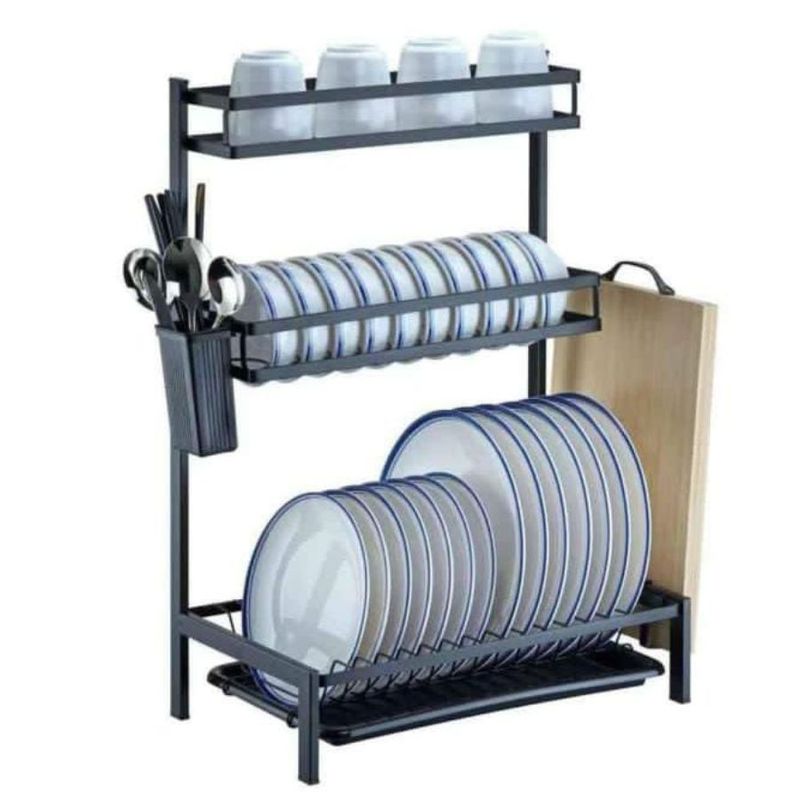 GENERICO - Secador Escurridor De Loza Platos 3 Niveles Acero Inoxidable