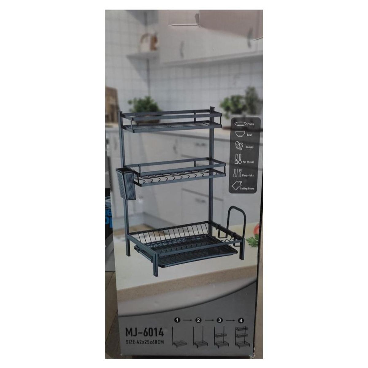 GENERICO - Secador Escurridor De Loza Platos 3 Niveles Acero Inoxidable