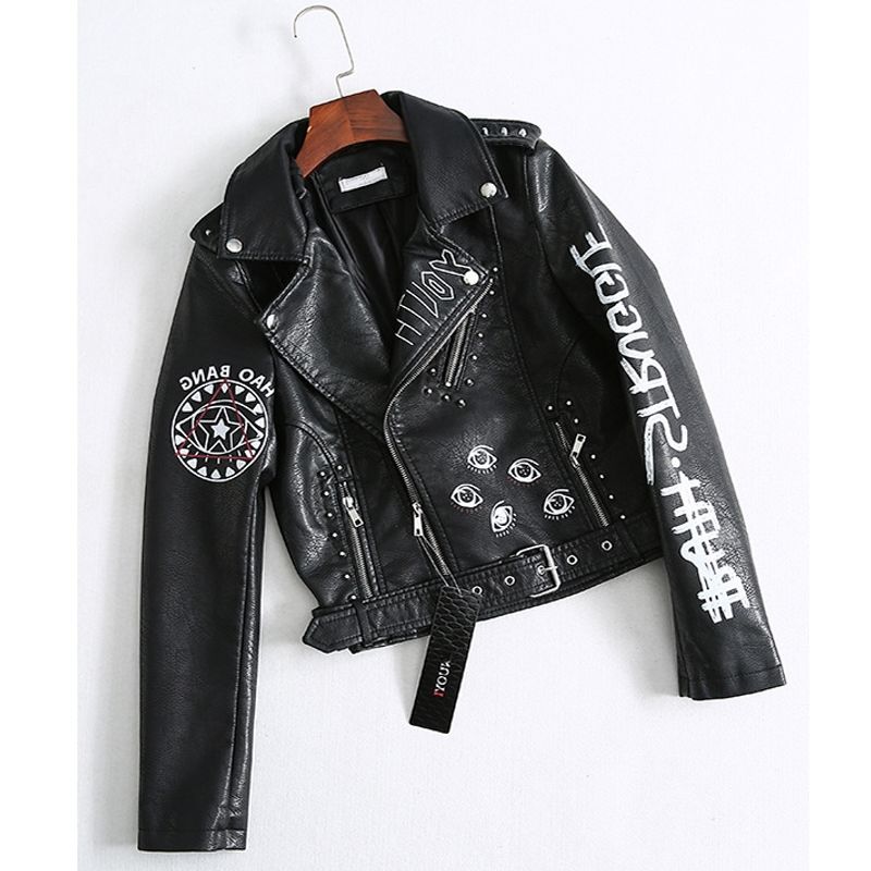TIOZONEY - Chaqueta PU Sintético Mujer con Dibujo