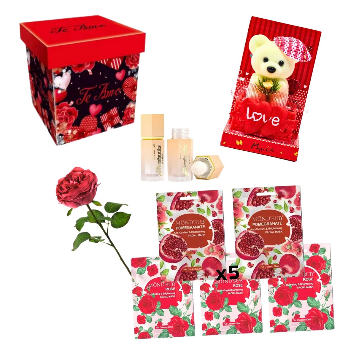 GENERICO - Kit Amor Detalles Mini Peluchemascarillasiluminadorrosa